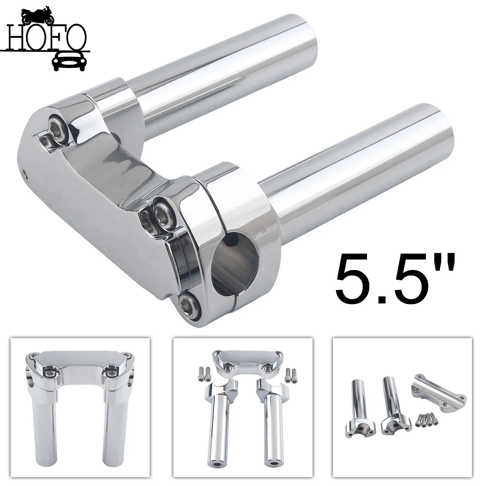 

For Most Harley-Davidson Dyna / Street bob / Softail / Sportster and Other Models New Chrome 5.5 Inch Straight Handlebar Risers