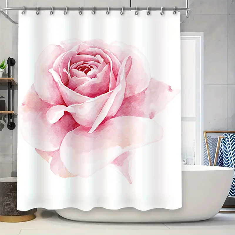 

Watercolor Pink Rose Shower Curtain Elegant Bathroom Decor for Home Decoration