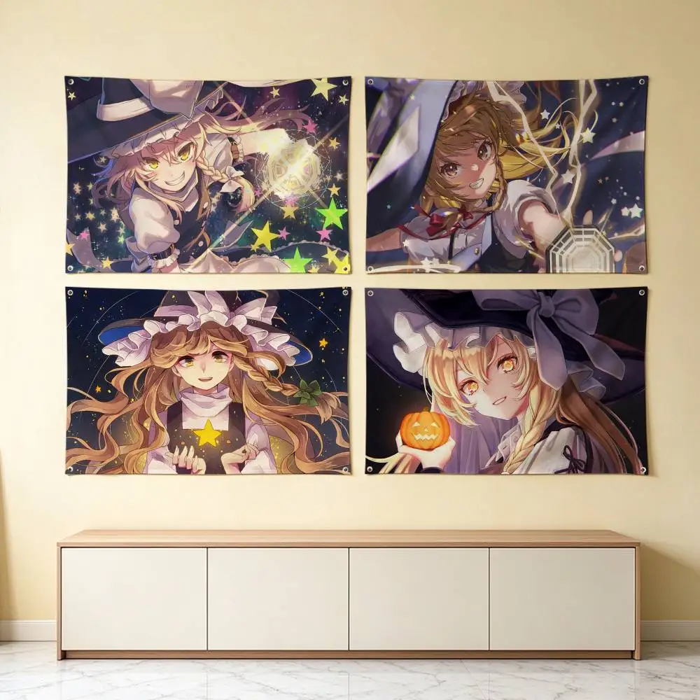 Touhou Project Marisa-Kirisame  Flags for Bedrooms Home Decor Items Outdoor Decors Garage Decoration Flaga