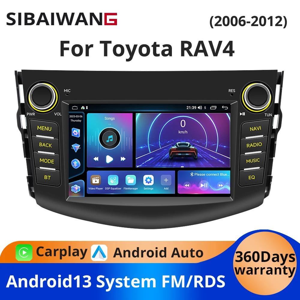 

Android Wireless Carplay Car Radio for Toyota RAV4 2006-2012 Multimedia Screen Player Navigation Stereo WIFI RDS FM Head Unit
