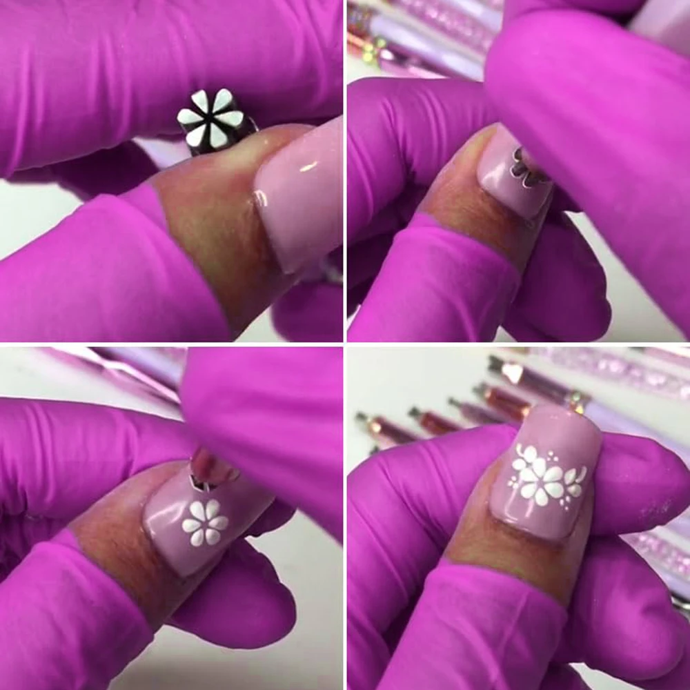 3/4/5/6/10Pcs Professional Chic Nail Art Stamp Pink Pen Set 9D Daisy/Star/Butterfly/Heart NailTemplate DIY Nail Painting Tool 2X