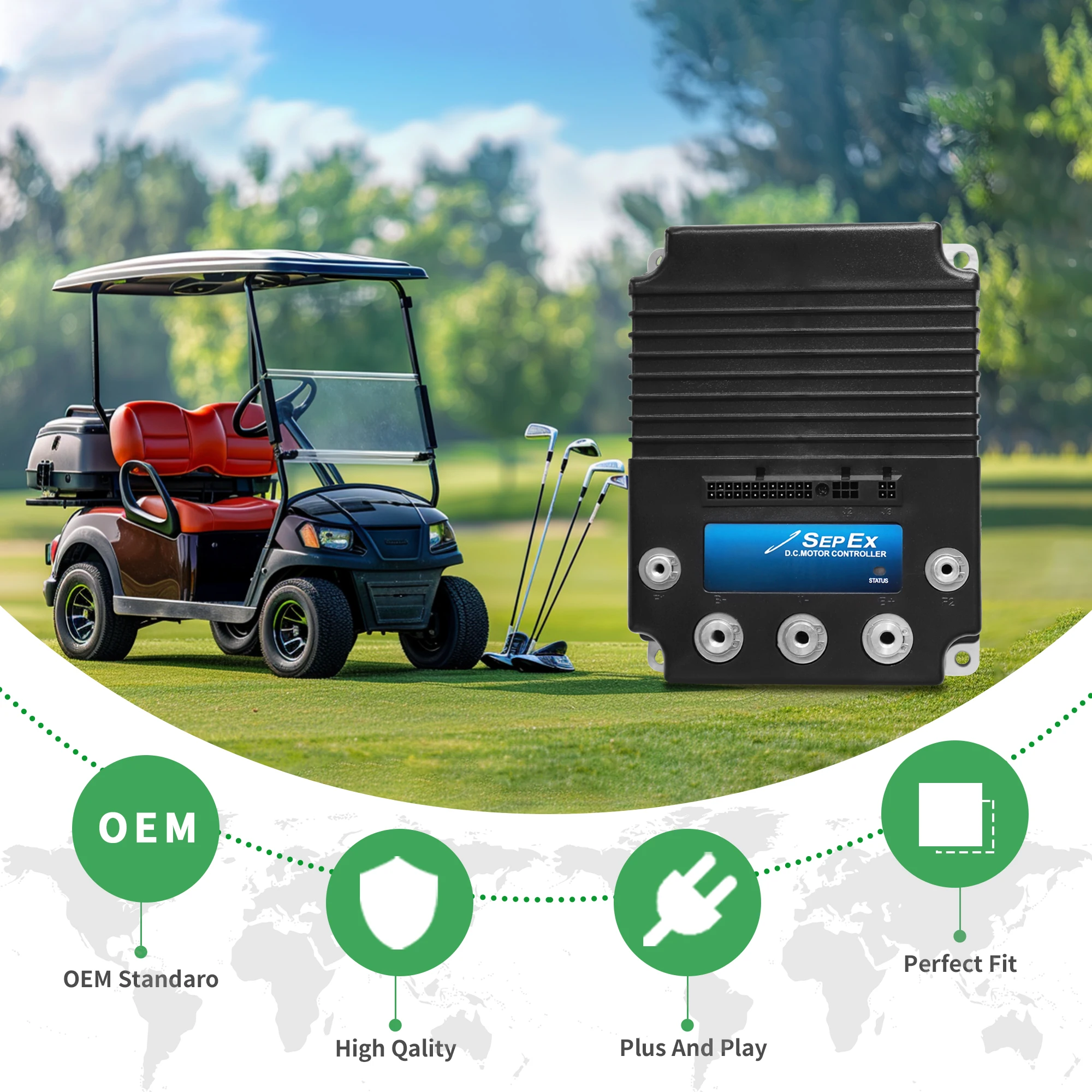 48 فولت 400A 0-5k وحدة تحكم تيار مستمر 2CN090 ل كورتيس ستار EV كلاسيك 48 2 + 2 4 + 2 6 + 2 (2016-2025) عربة جولف 1268-5403