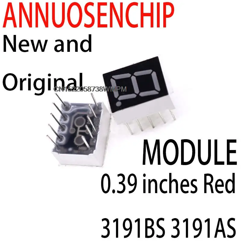 50PCS New and Original 1 Ways 10Pins Common Anode Cathode Single Digital Tube LED Display Modules 0.39 inches Red 3191BS 3191AS