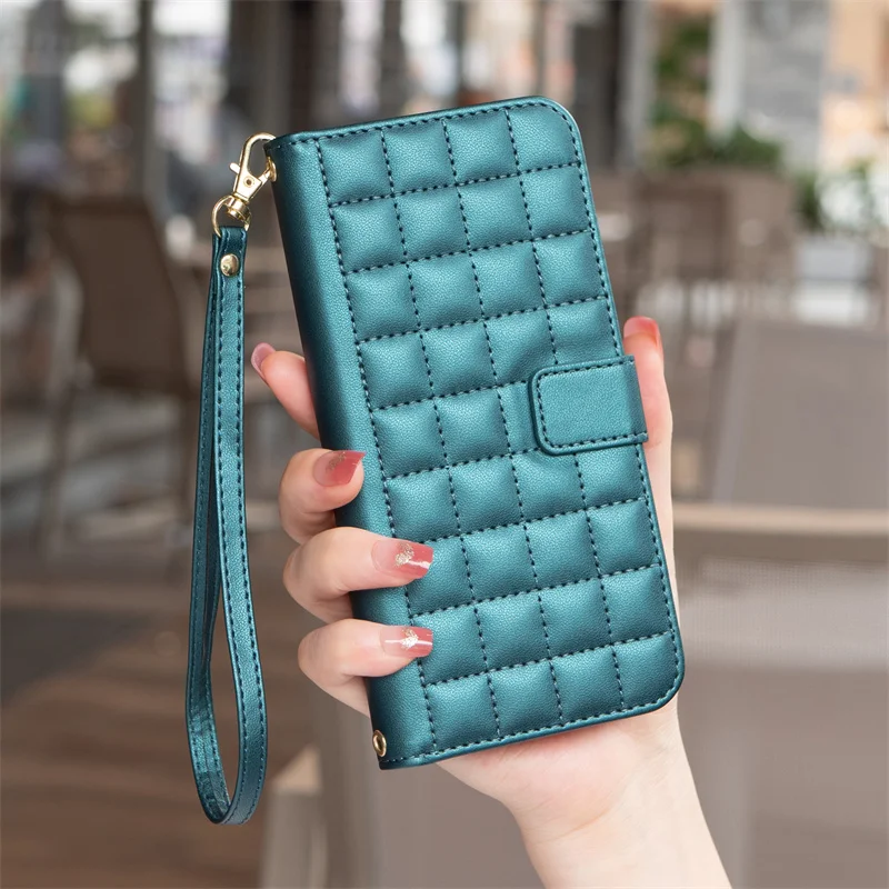 Funda Redmi 10 2022 10C 10A 9C 10X Luxury Checkered Leather Shell for Xiaomi Poco X3 NFC X5 Pro C55 Wallet Flip Cover Phone Case