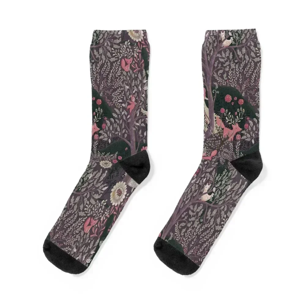 

Whimsical Wonderland in purple Socks loose ankle soccer anti-slip christmass gift Women's Socks Men's