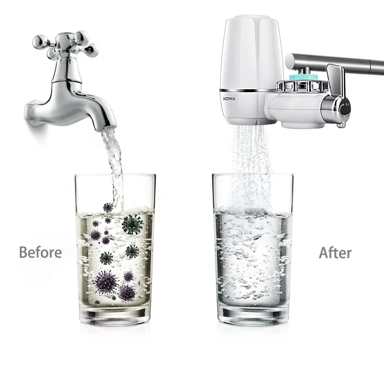 Tap Water Purifier Clean Kitchen Faucet Washable Ceramic Percolator 4 Replacement Filter Cartridges Bacteria Removal