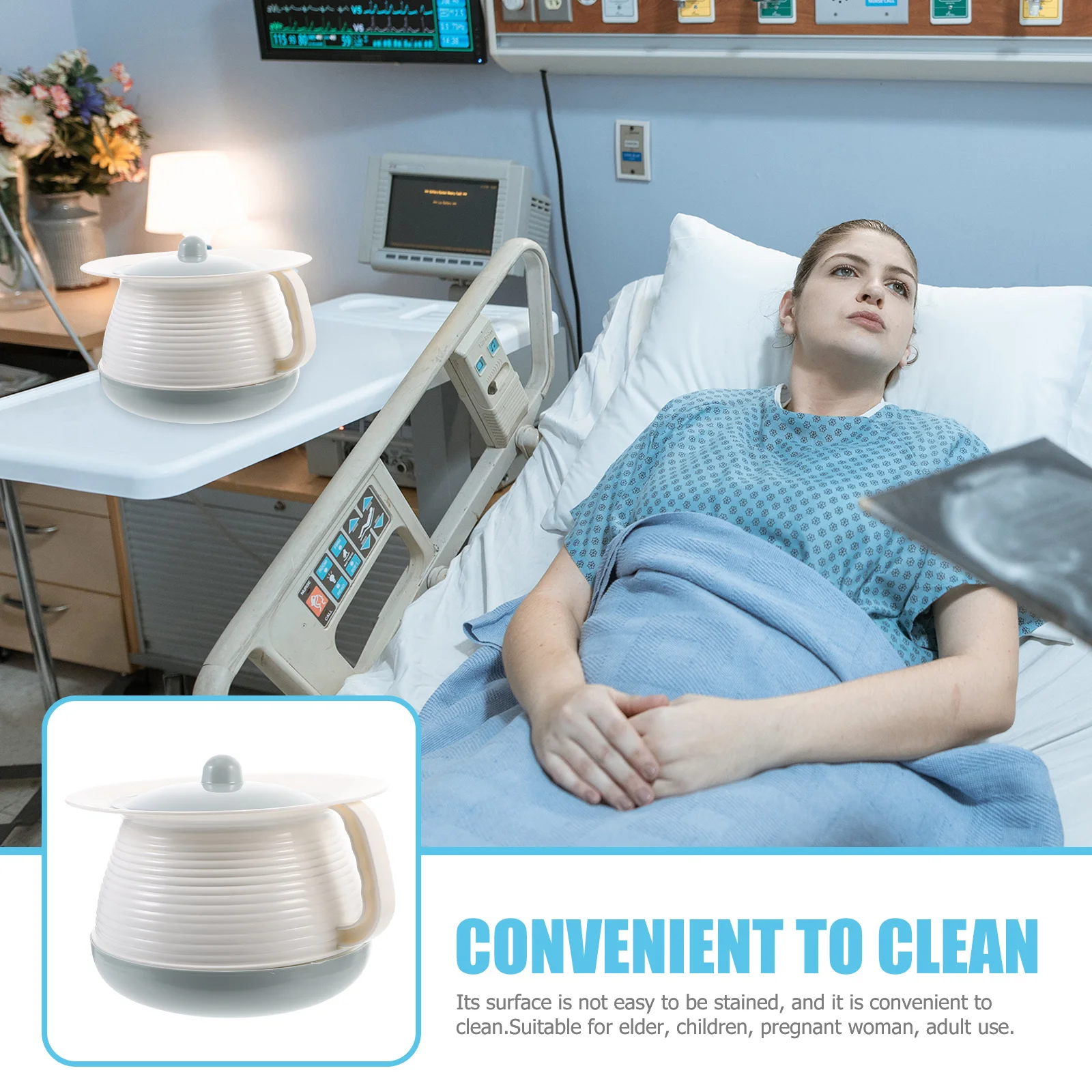 1 قطعة مقلاة مبولة المحمولة سميكة البلاستيك Bedpan مع غطاء لكبار السن الأطفال الكبار ليلة استخدام المنزلية غرفة وعاء تخزين البول #1