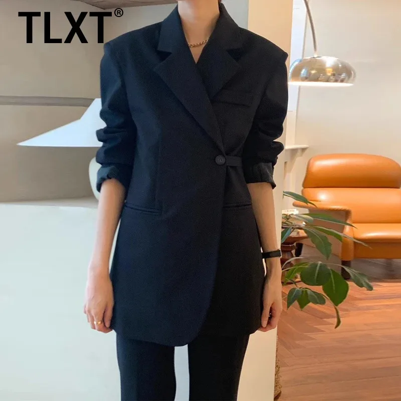 

TLXT Loose Lace Up Small Blazer Jacket For Women 2024 Spring Autumn New High-end Versatile Fashion Female Office Lady Coat