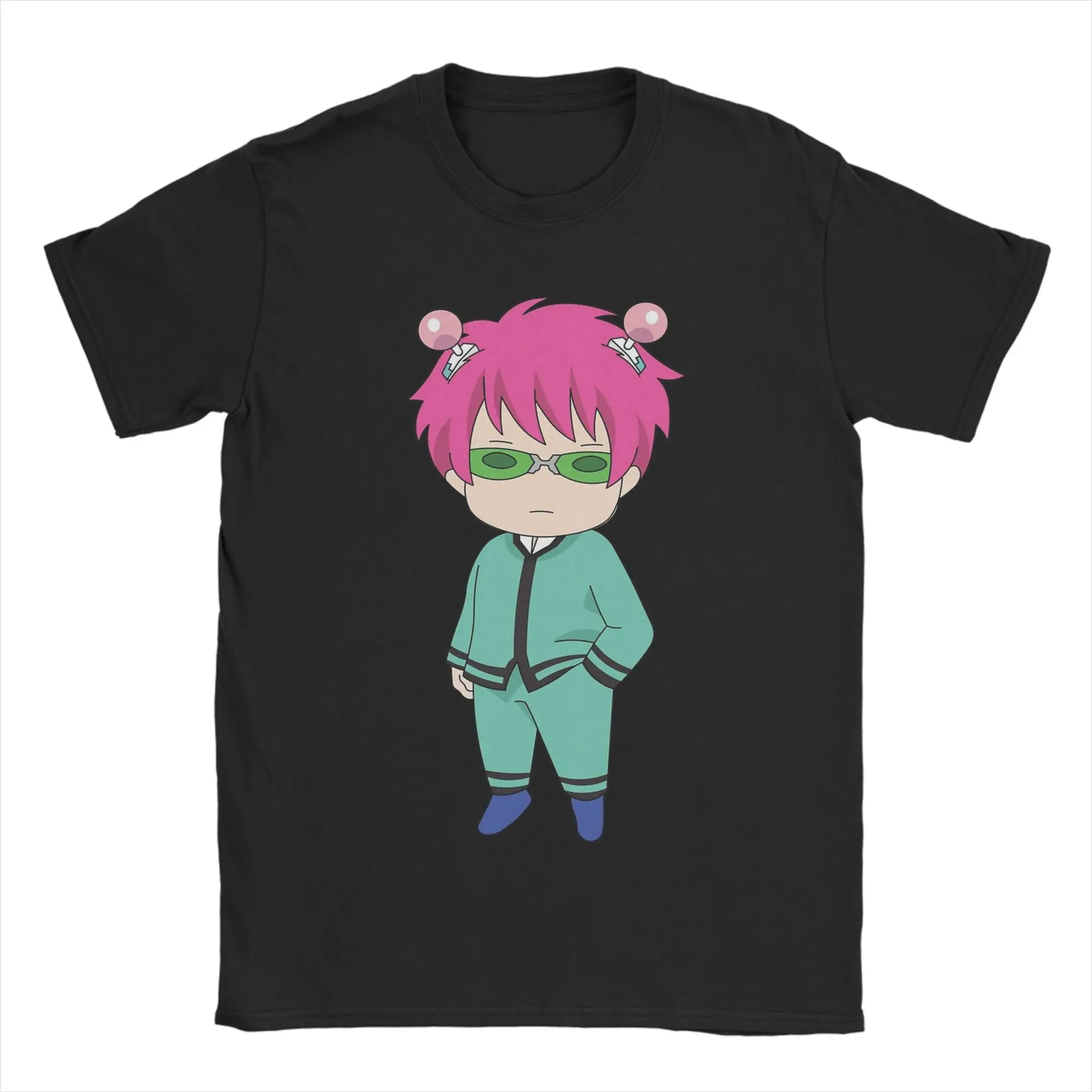 Saiki K Chibi Saiki Kusuo T Shirts for Men Pure Cotton Awesome T-Shirts Crewneck  Tee Shirt Short Sleeve Clothes Summer
