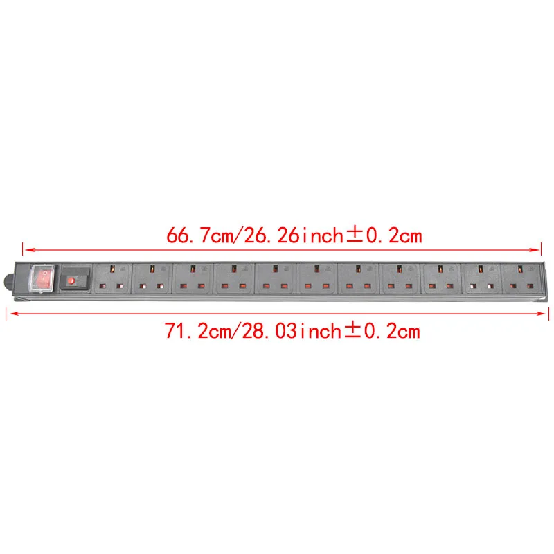 UK SOCKET PDU Power Strip Network Cabinet Rack 13A/16A   11 Way Outlet Break Switch 2m Extension Cord overload protection