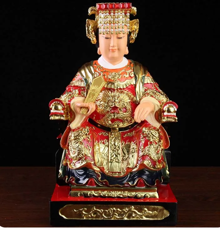 LARGE high-grade Home Hall efficacious Talisman Mascot Goddess of SEA Matsu MAZU Guanyin Buddha gilding Sculpture statue 28cm