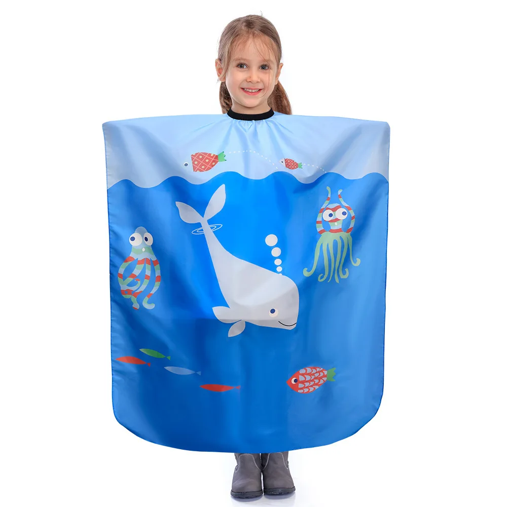 

New Creative Cartoon Printing Kids Hair Cutting Apron Waterproof Barbershop Hairdressing Cloth Shawl Wrap Styling Tool Accessory