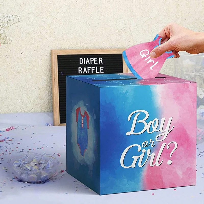 1Set Boys And Girls Baby Gender Reveal Voting Box Gender Voting Game Baby Shower Game Party Decoration Set