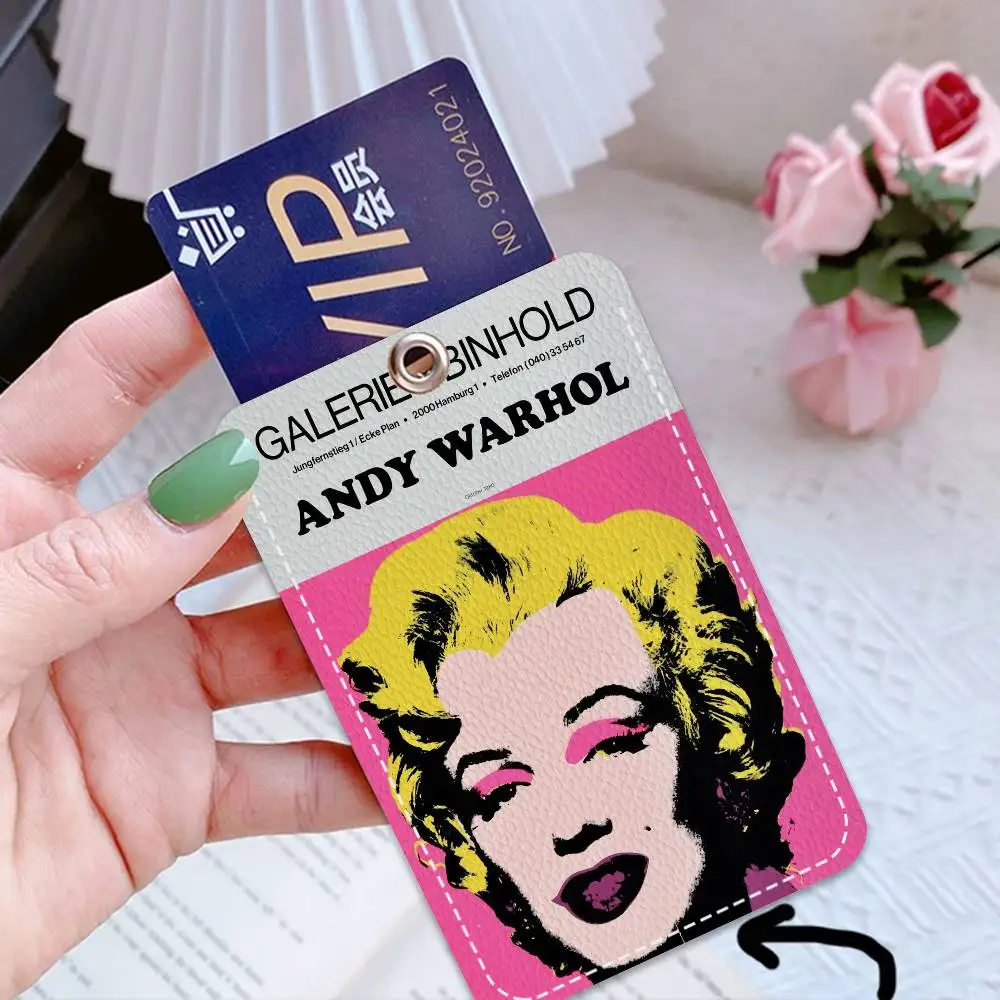 A-Andy W-Warhol Style PU Access Card Holder With Keychain - Executive Protection For Bank Card,Subway, Bus Card Case