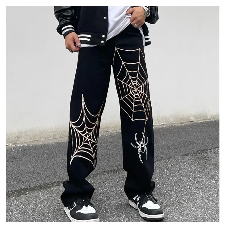 

Spider Oversize Jeans Baggy Pants Men Youth Embroidery Woman Trousers 2023 Trends Clothes Men's Korean Clothing Trendyol Casual