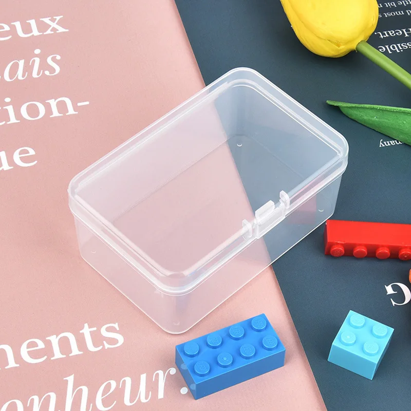 Storage Box Mini Organizer Rectangular Transparent Plastic Jewelry  Container Packaging Box Earrings Ring Beads Collection