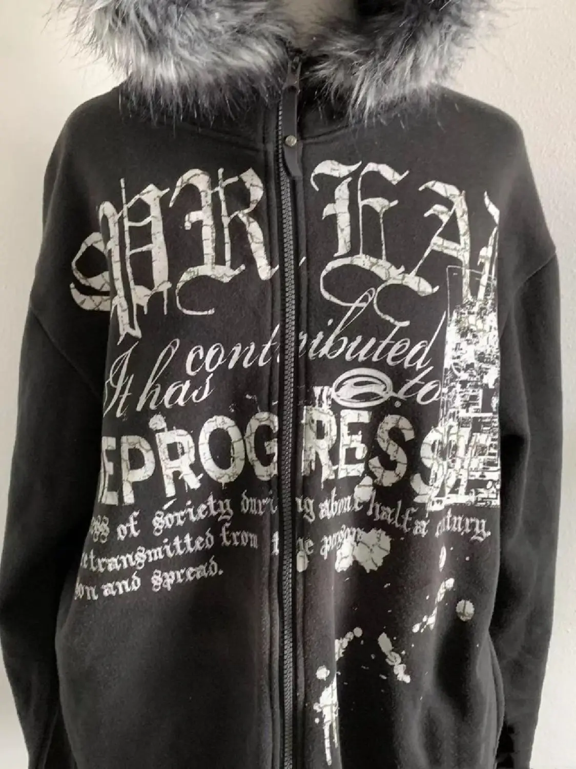 Y2k Punk Sweatshirs Subculture Long Sleeve Faux Fur Hoodies Casual Women Autumn Vintage Harajuku Sexy Style Girl Streetwear