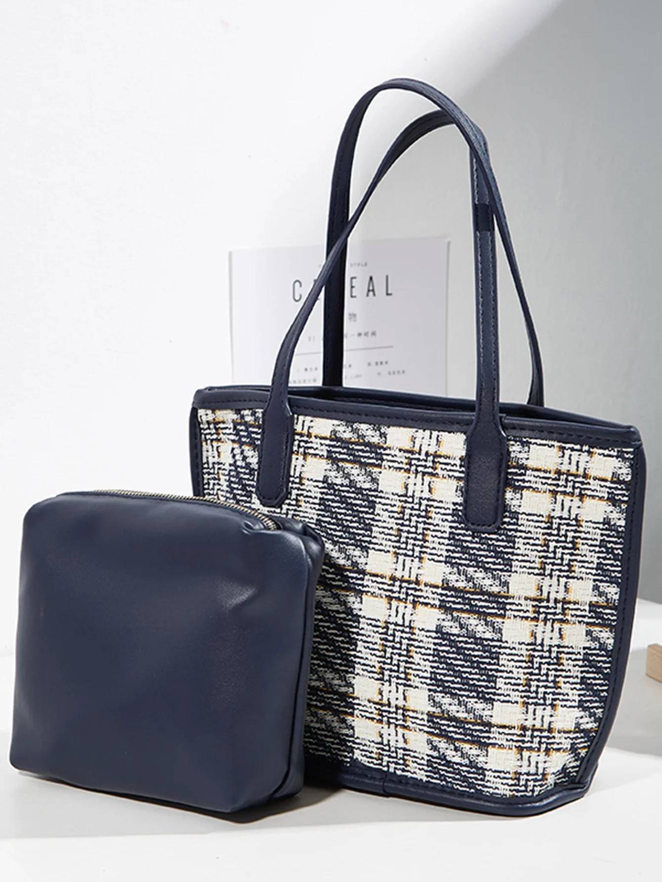 

Women's Fashion Houndstooth Tote Combination Bag, Suitable for Shopping Outings and Daily Use