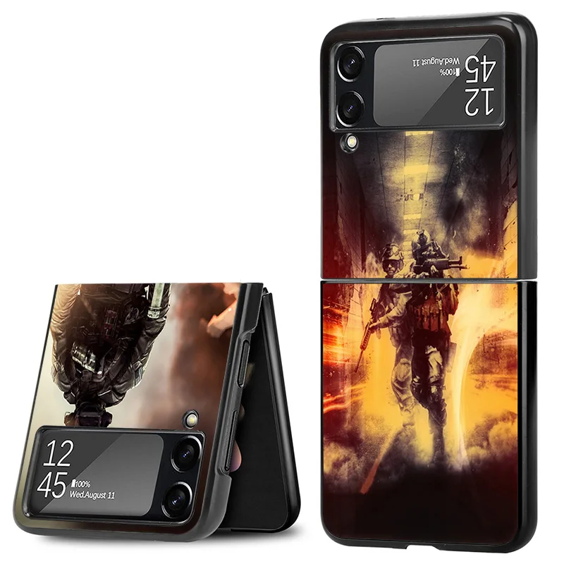 Matte Phone Case For Samsung Galaxy Z Flip6 5G Flip5 Flip4 Flip3 ZFlip 6 3 4 5 Army Soldier Hard Black Cover