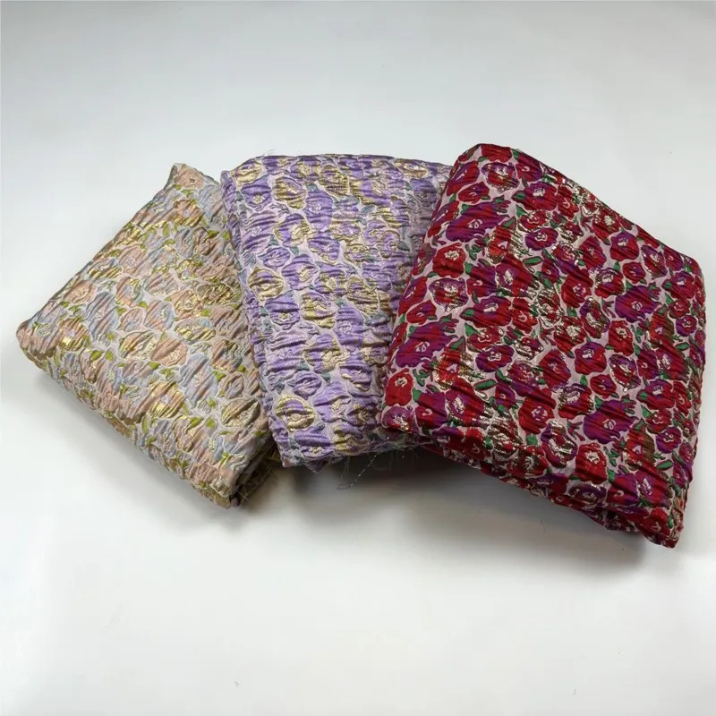 Vestido jacquard de seda dourada conjunto corta-vento de performance em tecido brocado cetim moda