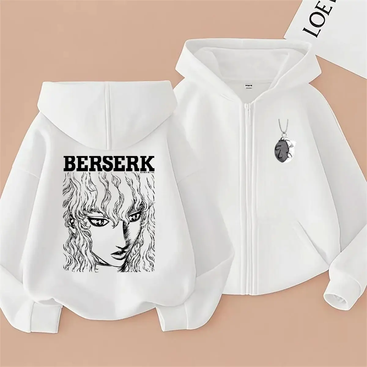 Sweat à capuche zippé Anime Berserk Griffith, style rétro Manga Skull Knight Gatsu Zodd Guts, veste zippée pour homme, mode oversize