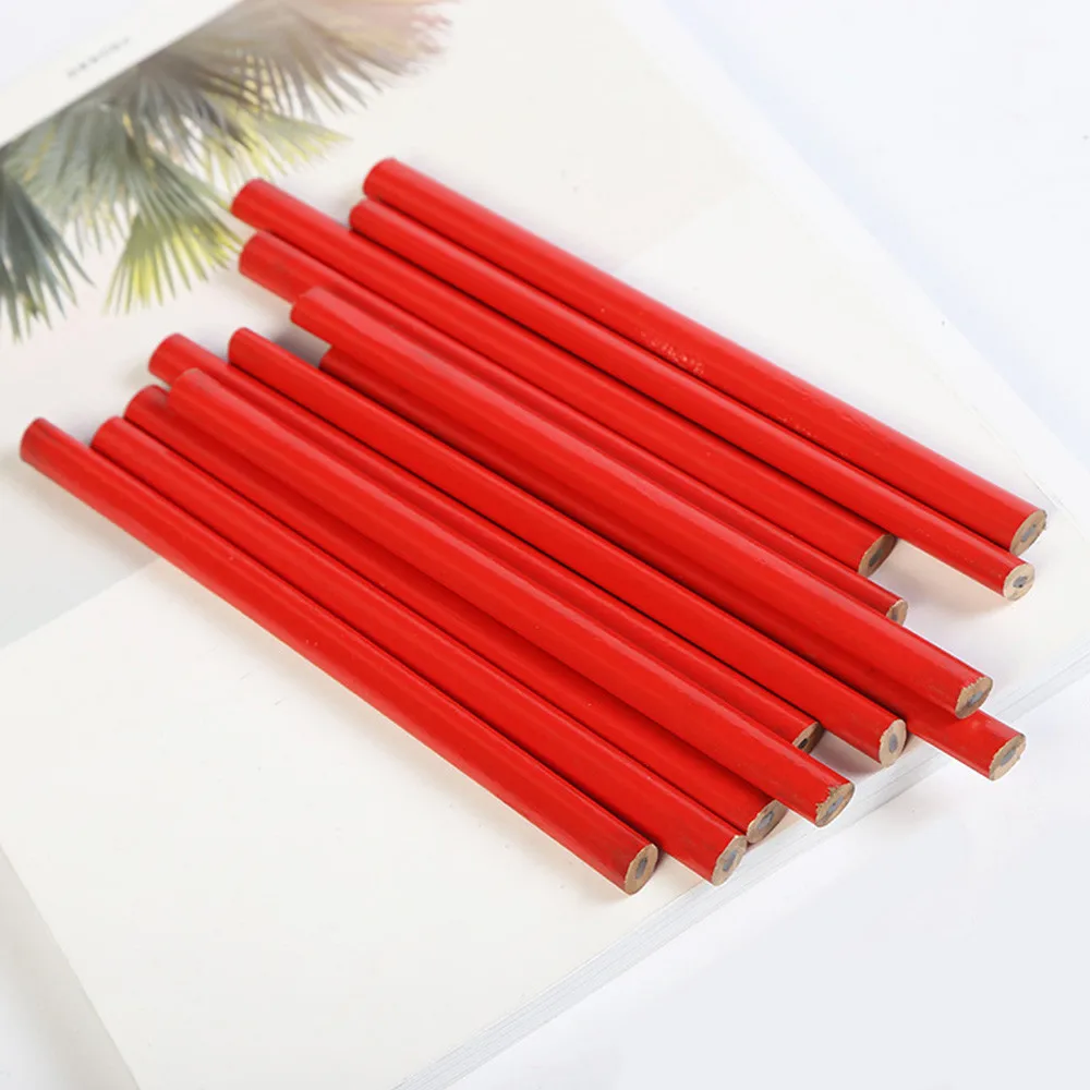 Set of 12 Carpenters Pencils 175mm Woodworking Marking Tools with Oval and Octagonal Shape for Construction Use