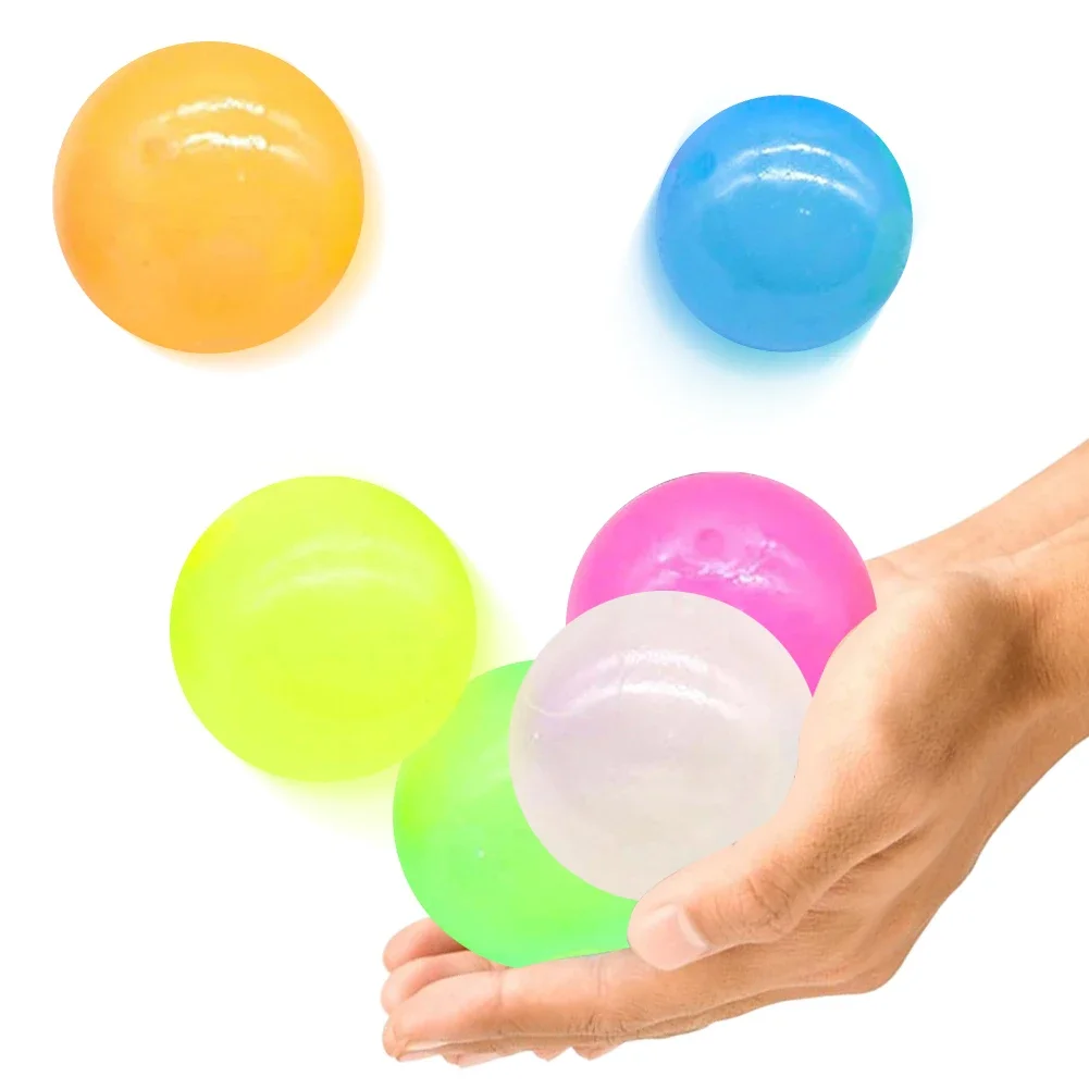 1-16PCS Luminous Stress Relieving Balls Decompression Toys Wall Target Sticky Ball Squeeze Ball  Kids Sensory Toys Party Decor