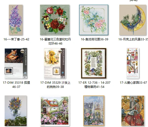 Cross stitch set, hand-embroidered on both sides with DMC embroidery thread,-A bouquet of lilacs-25-42