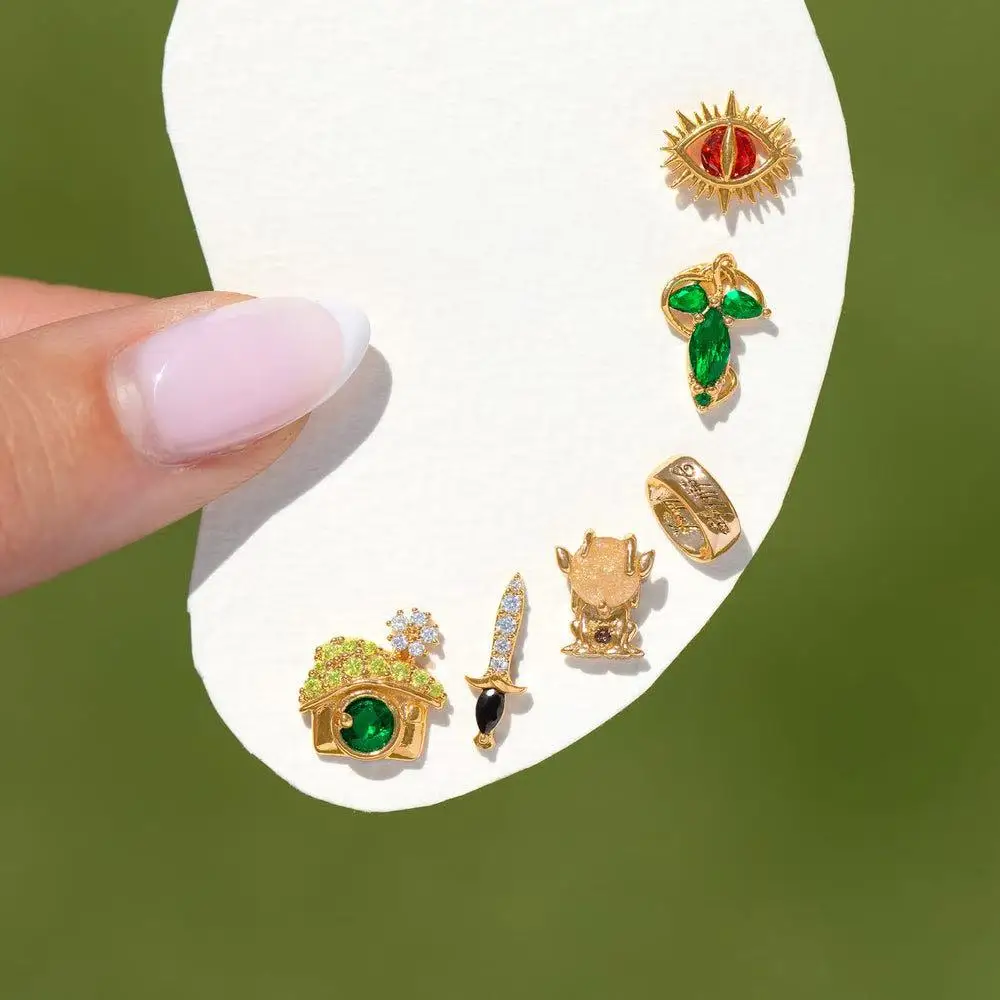 Lovely Cartoon Stud Earrings for Women Gold Plated Colorful Cubic Zirconia Jewelry Gift view 5