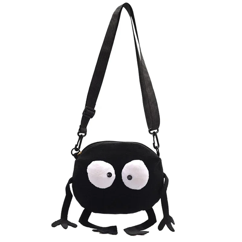 

New Fashion Big Eyes Canvas Girls Shoulder Bag Cute Black Briquettes Messenger Bag Kids Women Coin Purse Mini Crossbody Handbag
