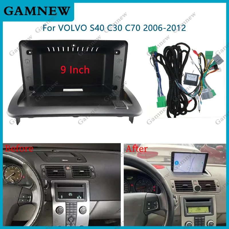 

9 Inch Car Frame Fascia Adapter Canbus Box Android Radio Dash Fitting Panel Kit For Volvo S40 C30 C70 2006-2012
