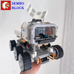 SEMBO BLOCK Wandering Earth 2 Movie Peripheral Moon Base Mobile Car Model Hand Figure Kawaii Children's Toy Birthday Gift