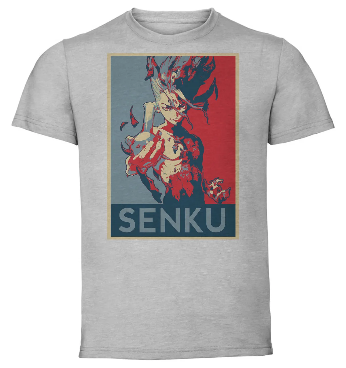 T-Shirt Unisex Grey Propaganda Dr Stone Senku Ishigami variant