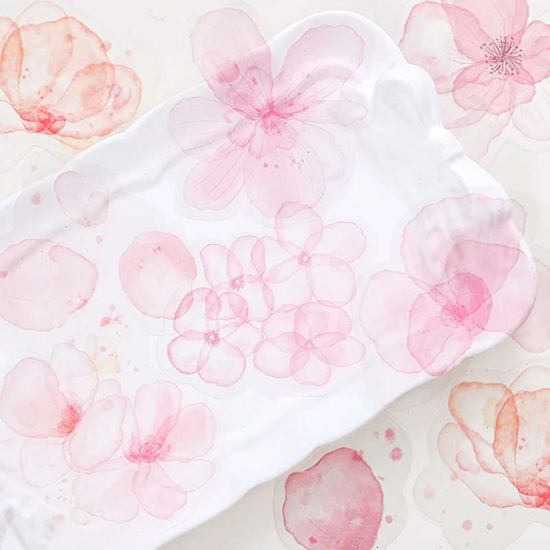 20pcs Kawaii Stationery Stickers Flower Shadow Catching Dreams Junk Journal Planner Decorative Sticker Scrapbooking