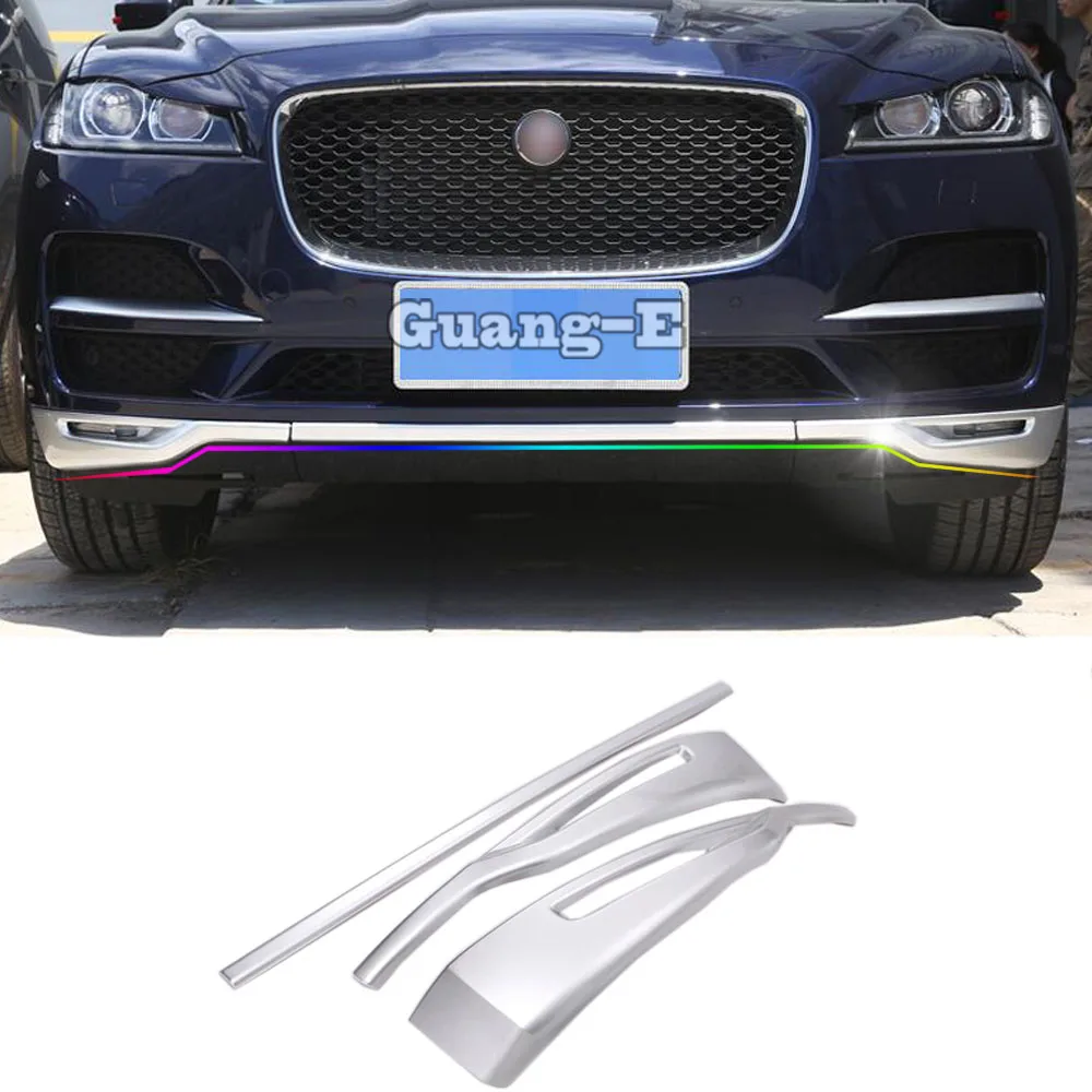 

For Jaguar F-PACE FPace 2016 2017 2018 2019 2020​ Car Body Bumper ABS Trim Front Bar Racing Grid Grill Grille Frame Edge 3PCS