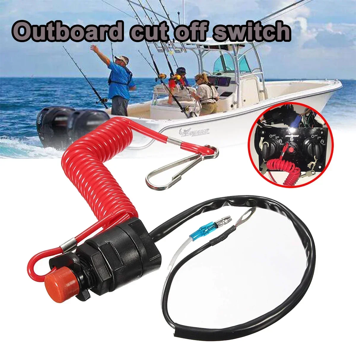 

For Yamaha /Tohatsu Outboard stop Kill Switch Boat Motor Kill Stop Cut off Switches Switch & Safety Tether Lanyard Plastic
