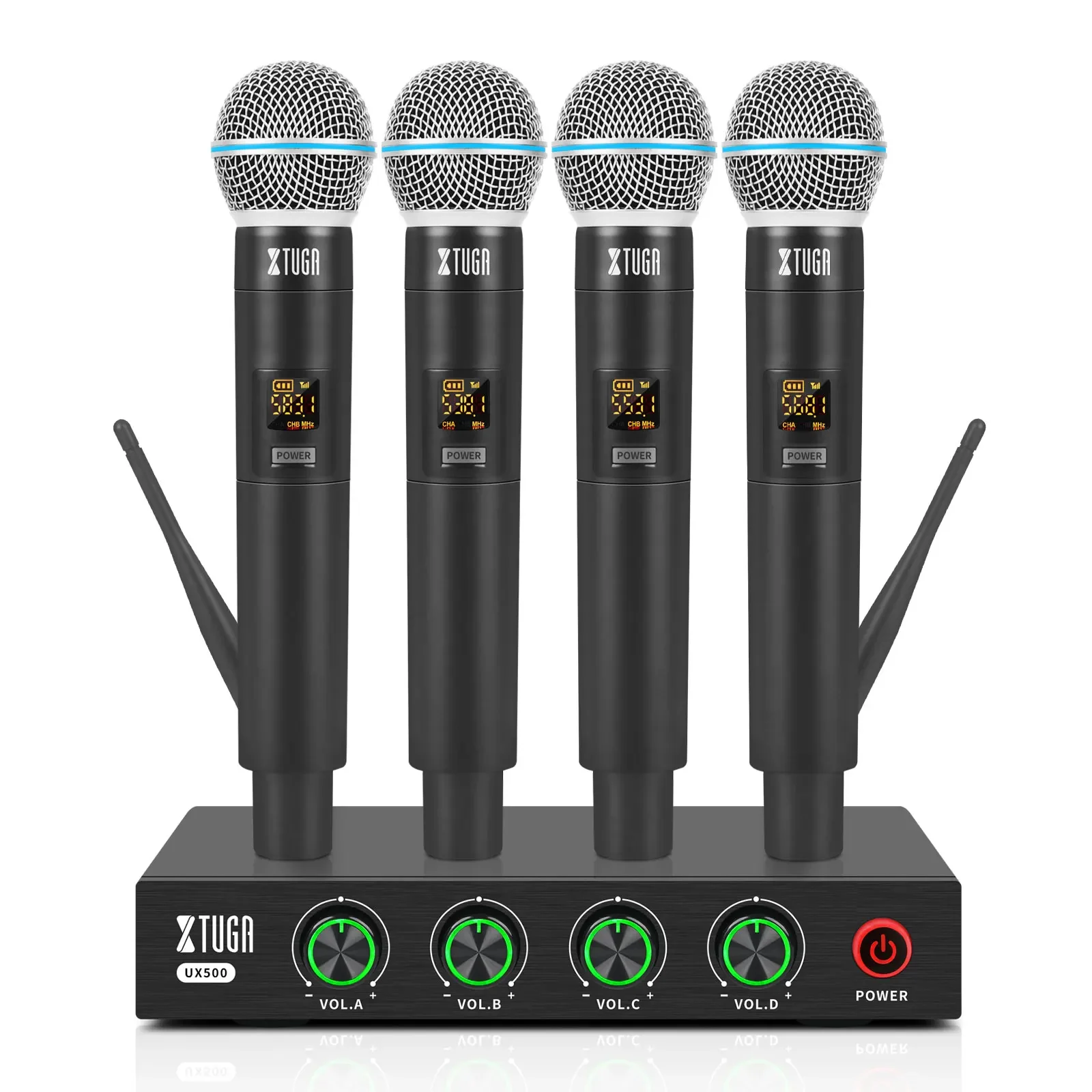 XTUGA UX500 UHF Professional Wireless Microphone Four Channel Frequency Handheld Karaoke Microphone  For Home KTV Church Wedding