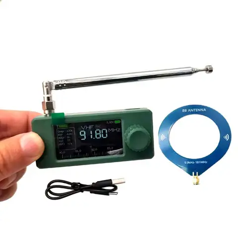 Green Case SI4732 Mini Pocket 0.5-108mhz SSB AM FM HF SW MW Display All Band Receiver Radio With 2 Antenna Headphone Amplifier