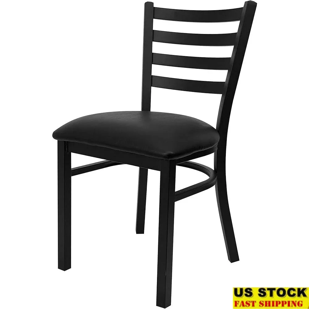 

Metal Ladder Back Dining Chair High Quality Commercial Grade Cushioned Seat Restaurant Café Kitchen Furniture