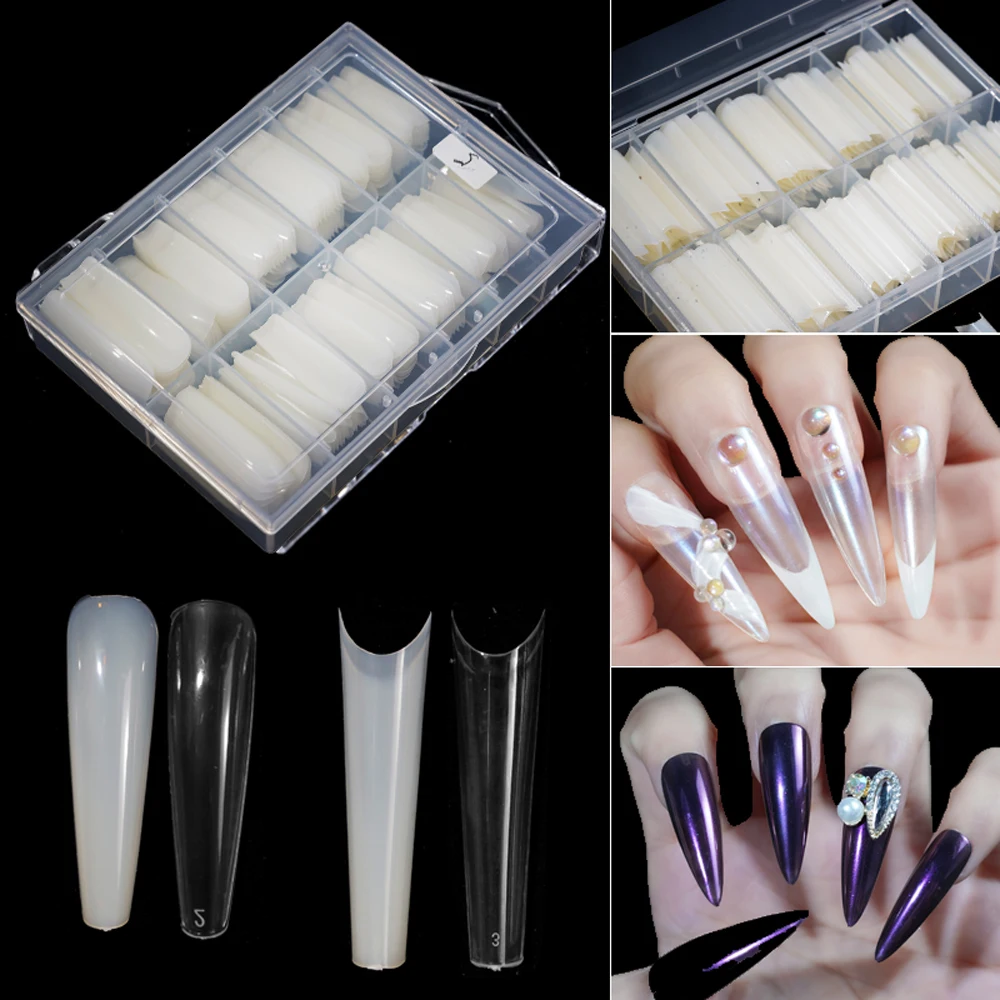 XXL Square Tapered Nail Tips 240 PCS Curve Ballet Tips Extra Long Square Straight Nails FULL Fake Nail Tips No Trace Acrylic