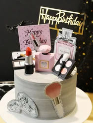 Perfumes Lipstick Foundation Cake Topper Mom Ever Cosmetics Cake Decoration for Lady Woman Happy Birthday Party Dessert Decor