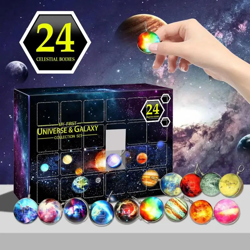 24 Days Christmas Advent Calendar CountdownUniverse Galaxy Collection Set Set Cosmic Planet Christmas Gifts For Girls Boys