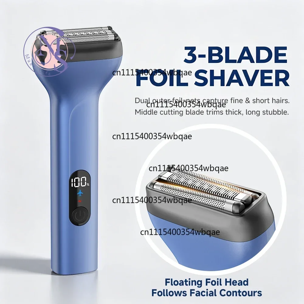 ZOCI-Men Electric Shaver 3 Floating Foil Heads Reciprocating Razor, IPX7 Waterproof Magnetic Detachable, 90 Min Working Time