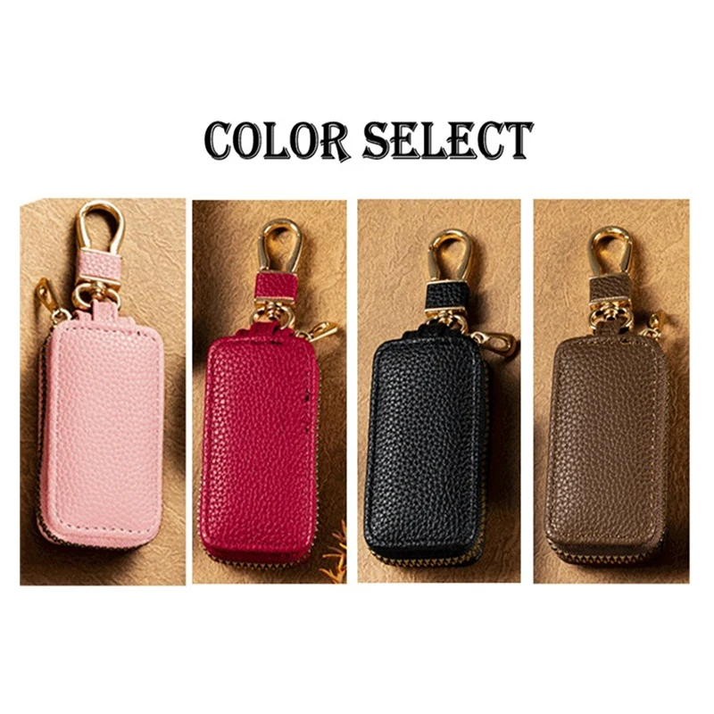 PU Key Pouch Zipper Key Holder Organizer Car Key Bag Wallet Keychain Fashion Simple Key Case Bag Men Women Car Key Protect Cover