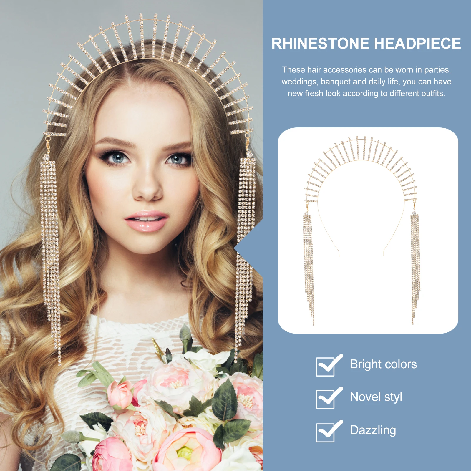 

Rhinestone Tassel Headb Premium Headpiece Long Headwear Accessories Durable Chain Hair Hoop Elegant Rhinestone Hair Tassel