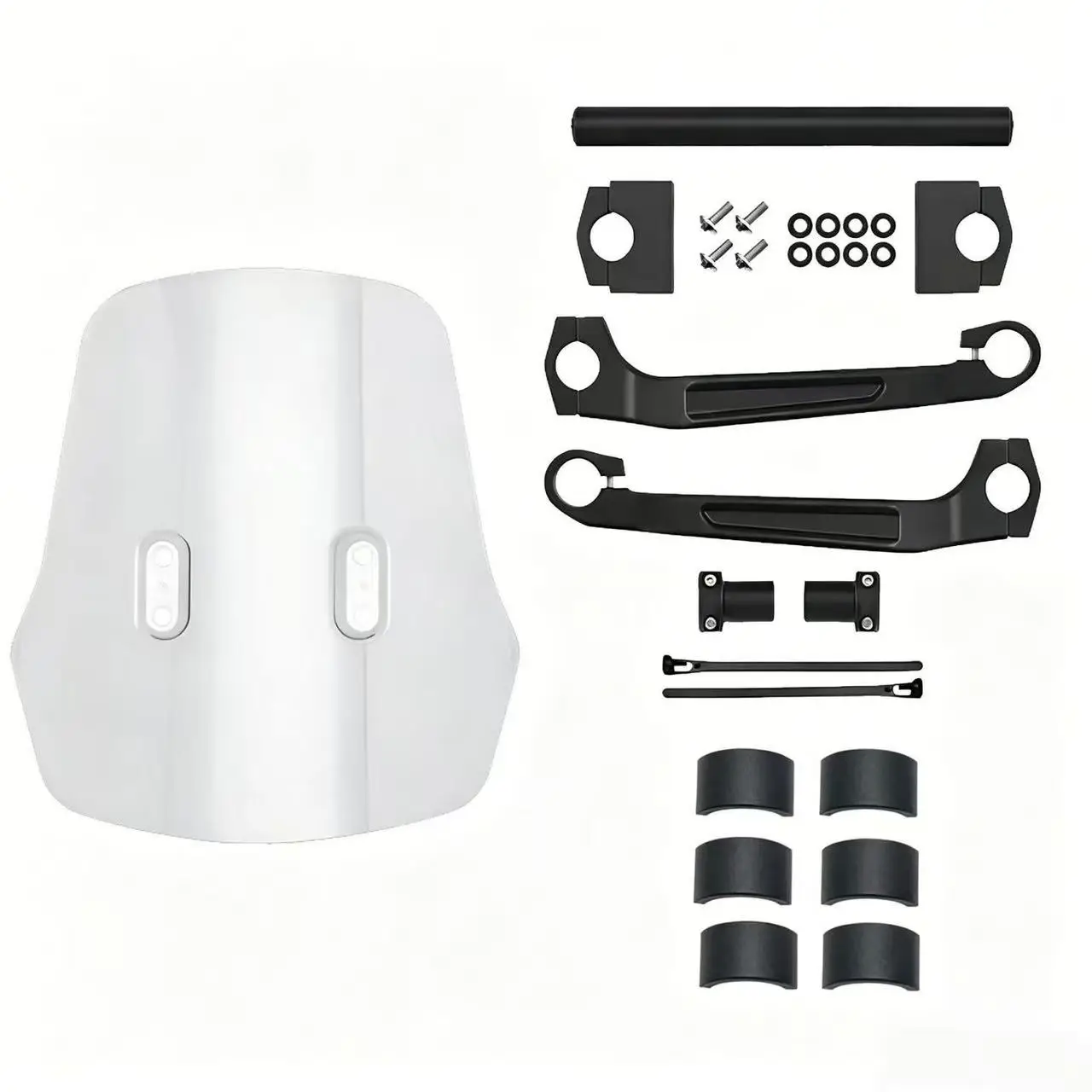 For QJMOTOR SRV300 SRV125 SRV250 SRV 125 250 300 Adventure Motorcycle Front Windshield with 12mm Navigation Bracket Tube