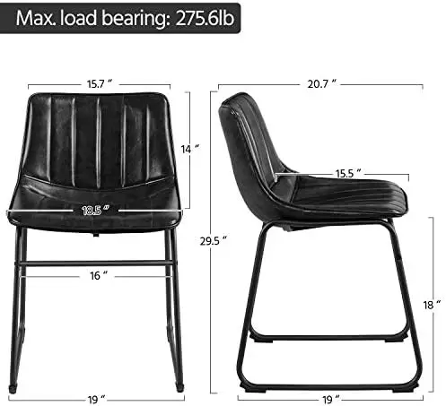 Set Van 2 Kruk 18 ''Modieuze Pu Lederen Stoelen Industriële Armloze Stoelen Met Gestoffeerde Zitting En Sledestijl Metalen Cuna