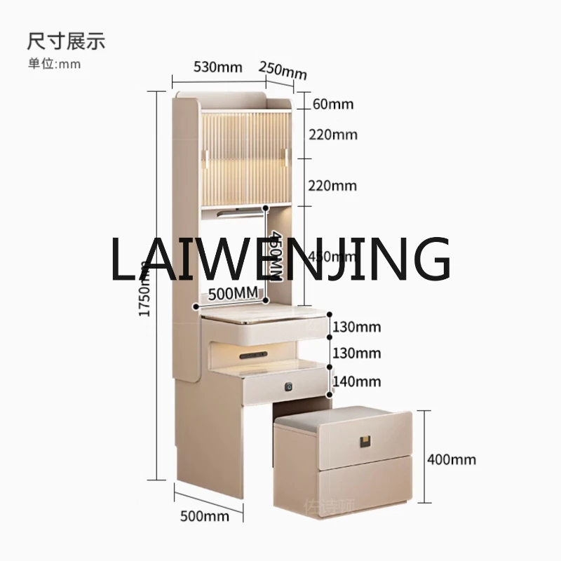 

Cream Style Dresser Full-Length Mirror Integrated Full Body Mirror Pull Bed Dressing Table Bedroom Small