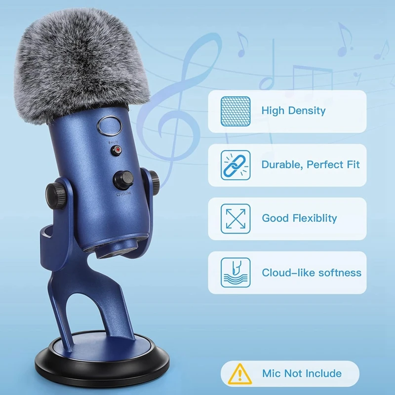 Mic Foam Cover For Blue Yeti Microphone,Mic Foam Cover With Furry Windscreen Muff Windshield For Zealsound