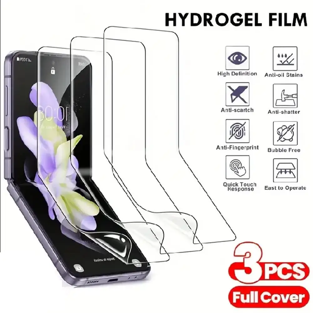 3Pcs Hydrogel Film For Samsung Galaxy Z Flip 6 5 4 3 Glass Front Screen Protector